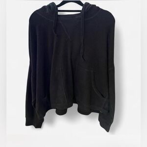 FP Movement by Free People Black Semi- Cropped Hoodie Sweater
